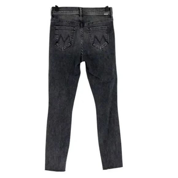 Mother Black Button Fly The Stunner Ankle Fray Jeans Friday The 13th Size 25